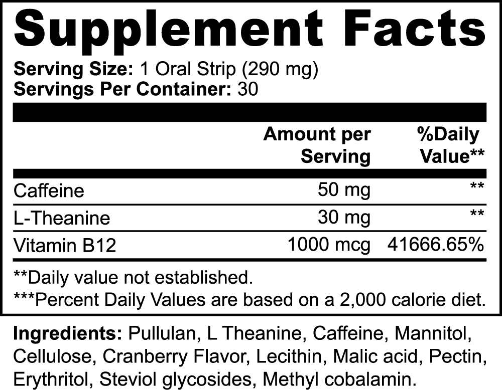 Vitamin B and Green tea Energy Strips