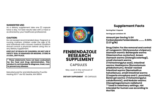 Fenbendazole Anthelmintic with minerals  444 mg 65 caps AND 222 mg 65 caps